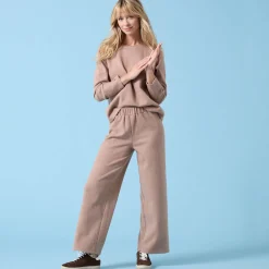 Broek<Blancheporte Wijde broek Special voor kleine lengtes effen, geribd chiné hazelnootbruin