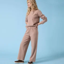 Broek<Blancheporte Wijde broek Special voor kleine lengtes effen, geribd chiné hazelnootbruin