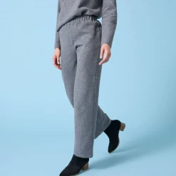 Broek<Blancheporte Wijde broek Special voor kleine lengtes effen, geribd chiné antraciet