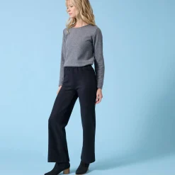 Broek<Blancheporte Wijde broek Special voor kleine lengtes effen, geribd zwart