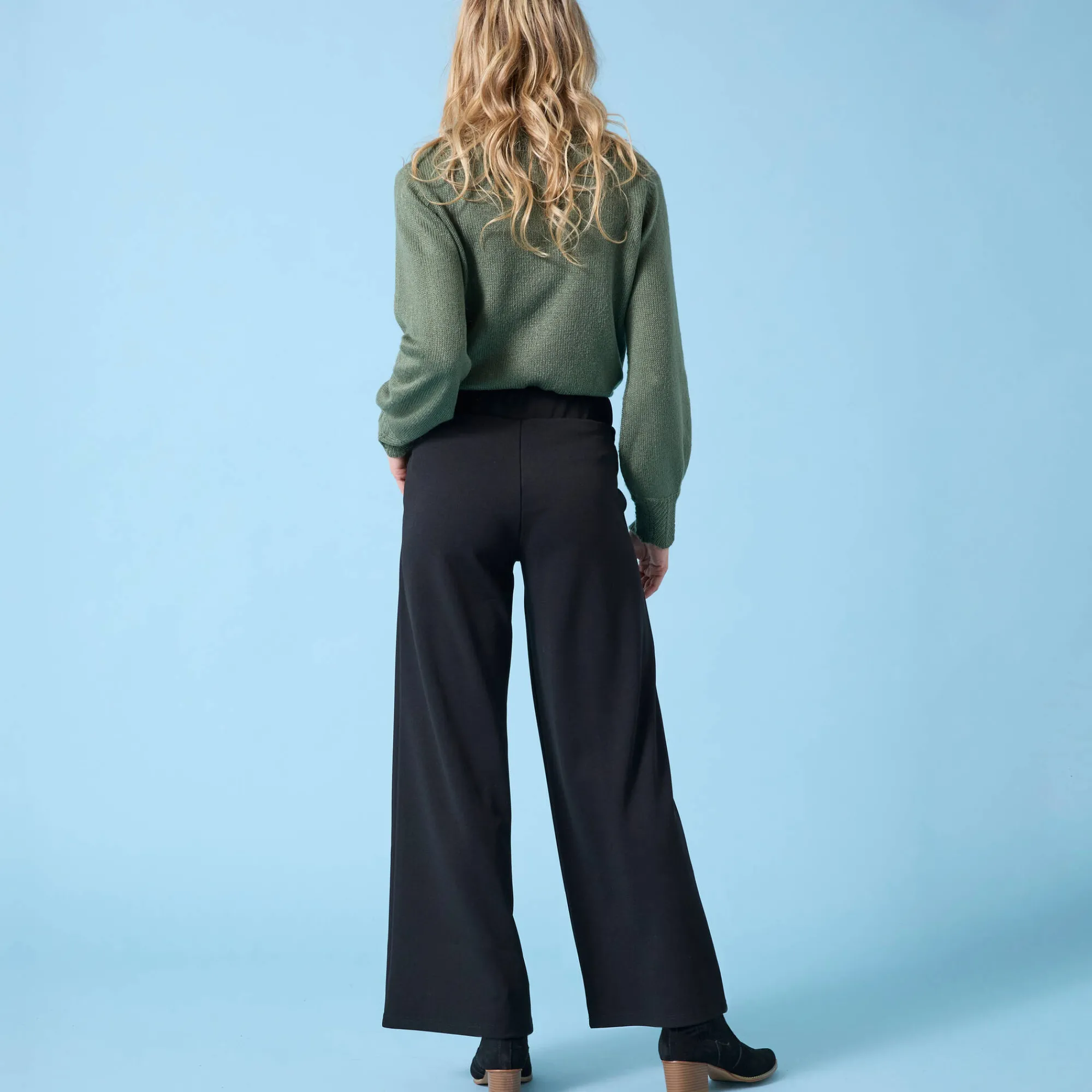 Broek<Blancheporte Wijde broek Special voor kleine lengtes, crêpe zwart