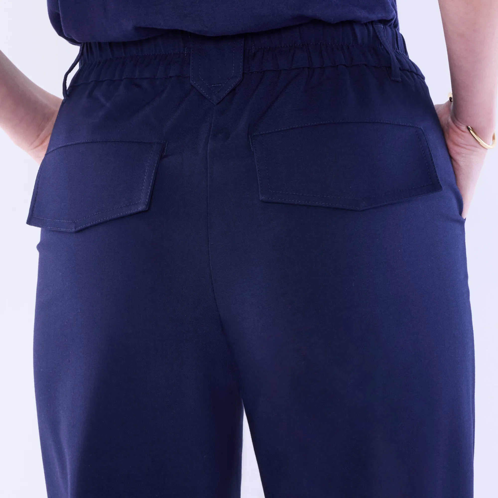 Broek<Blancheporte Wijde rechte broek, effen marine