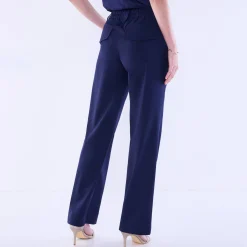 Broek<Blancheporte Wijde rechte broek, effen marine