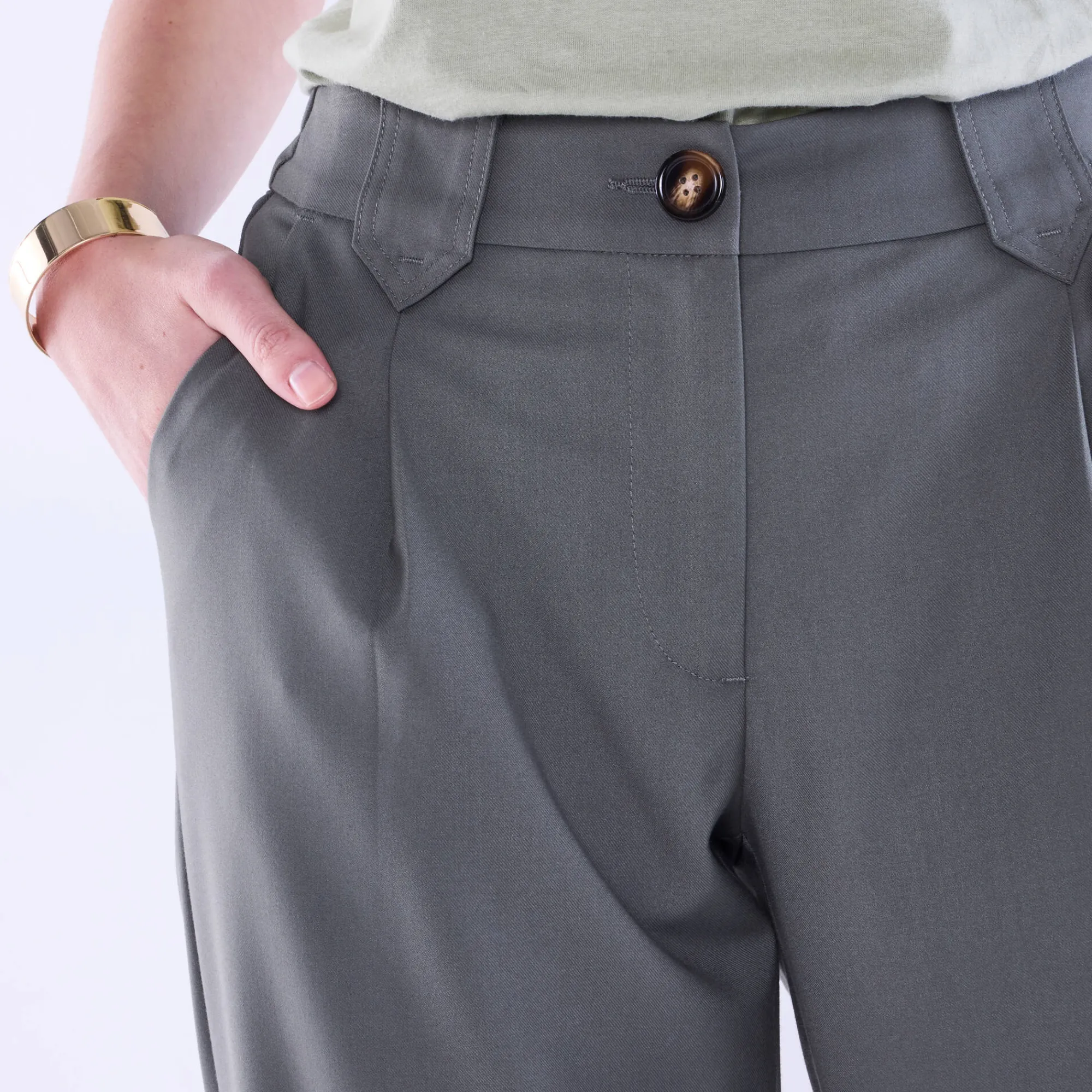 Broek<Blancheporte Wijde rechte broek, effen bronskleur
