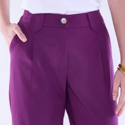 Broek<Blancheporte Wijde rechte broek, effen paars