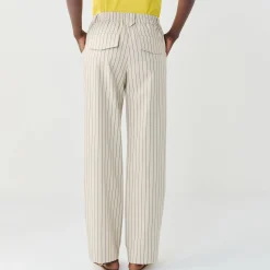 Broek<Blancheporte Wijde rechte broek, gestreept ecru / zwart