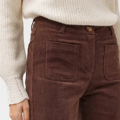 Broek<Blancheporte Wijde velours broek met hoge taille, grote lengte chocolade