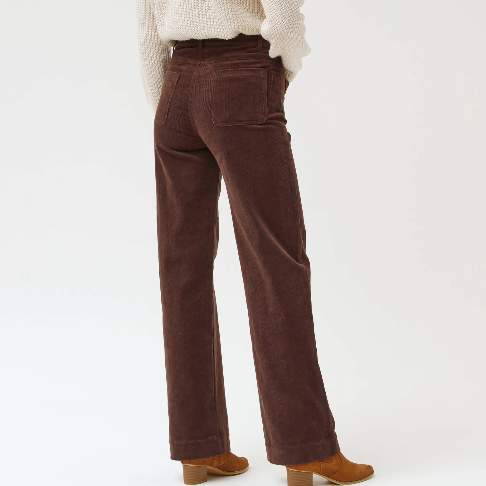 Broek<Blancheporte Wijde velours broek met hoge taille, grote lengte chocolade