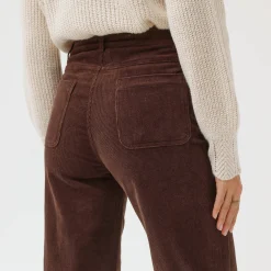 Broek<Blancheporte Wijde velours broek met hoge taille, grote lengte chocolade