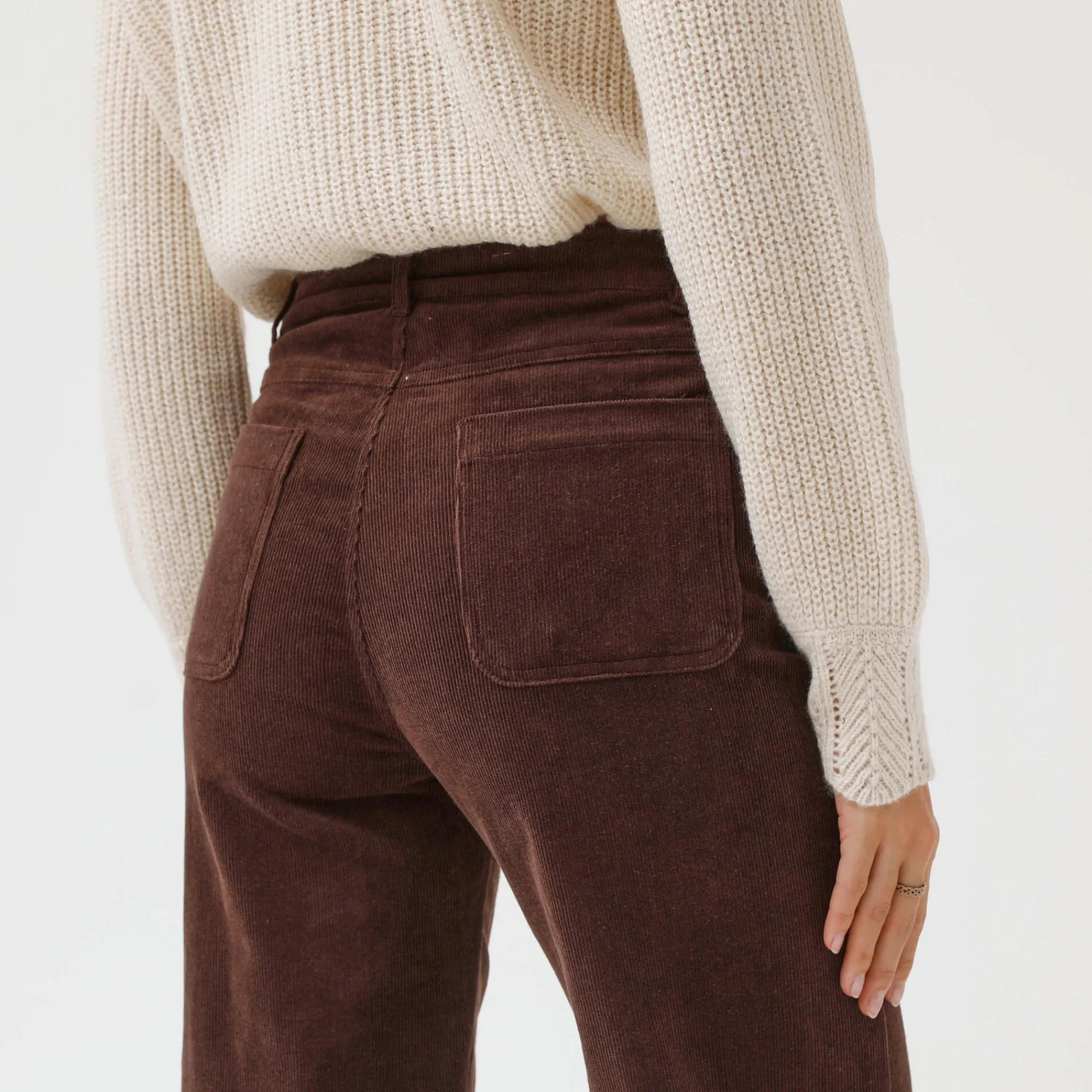 Broek<Blancheporte Wijde velours broek met hoge taille, gemiddelde lengte chocolade