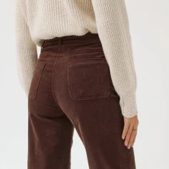 Broek<Blancheporte Wijde velours roek met hoge taille, kleine lengte chocolade