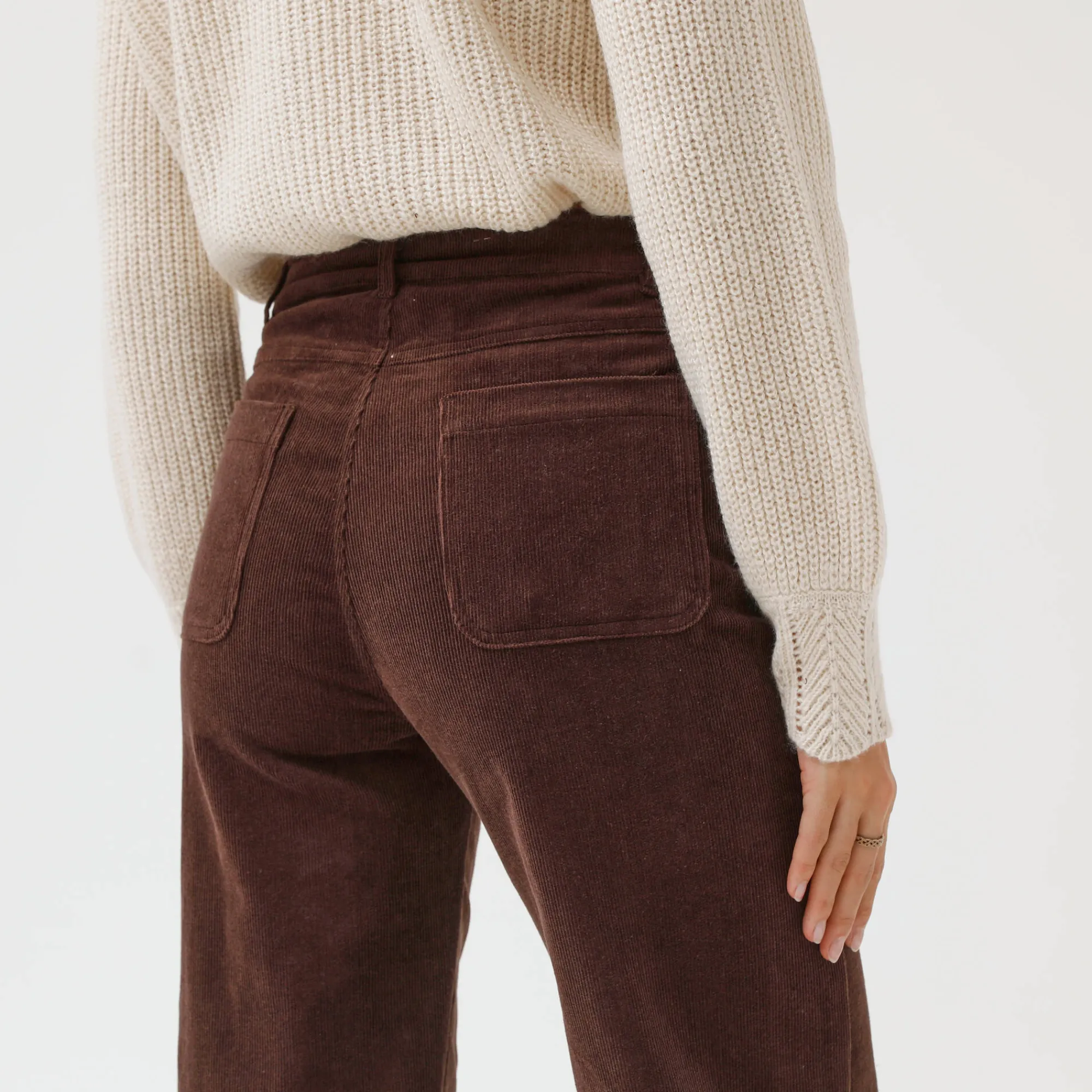 Broek<Blancheporte Wijde velours roek met hoge taille, kleine lengte chocolade