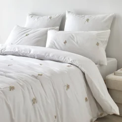 Effen Bedlinnen|Kussensloop<Blancheporte bedlinnen met geborduurde bloemen Colombine® wit