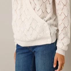 Trui En Vest<Blancheporte Wrap-overjasje, fantasiebreisel met zachte touch ecru
