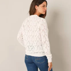 Trui En Vest<Blancheporte Wrap-overjasje, fantasiebreisel met zachte touch ecru