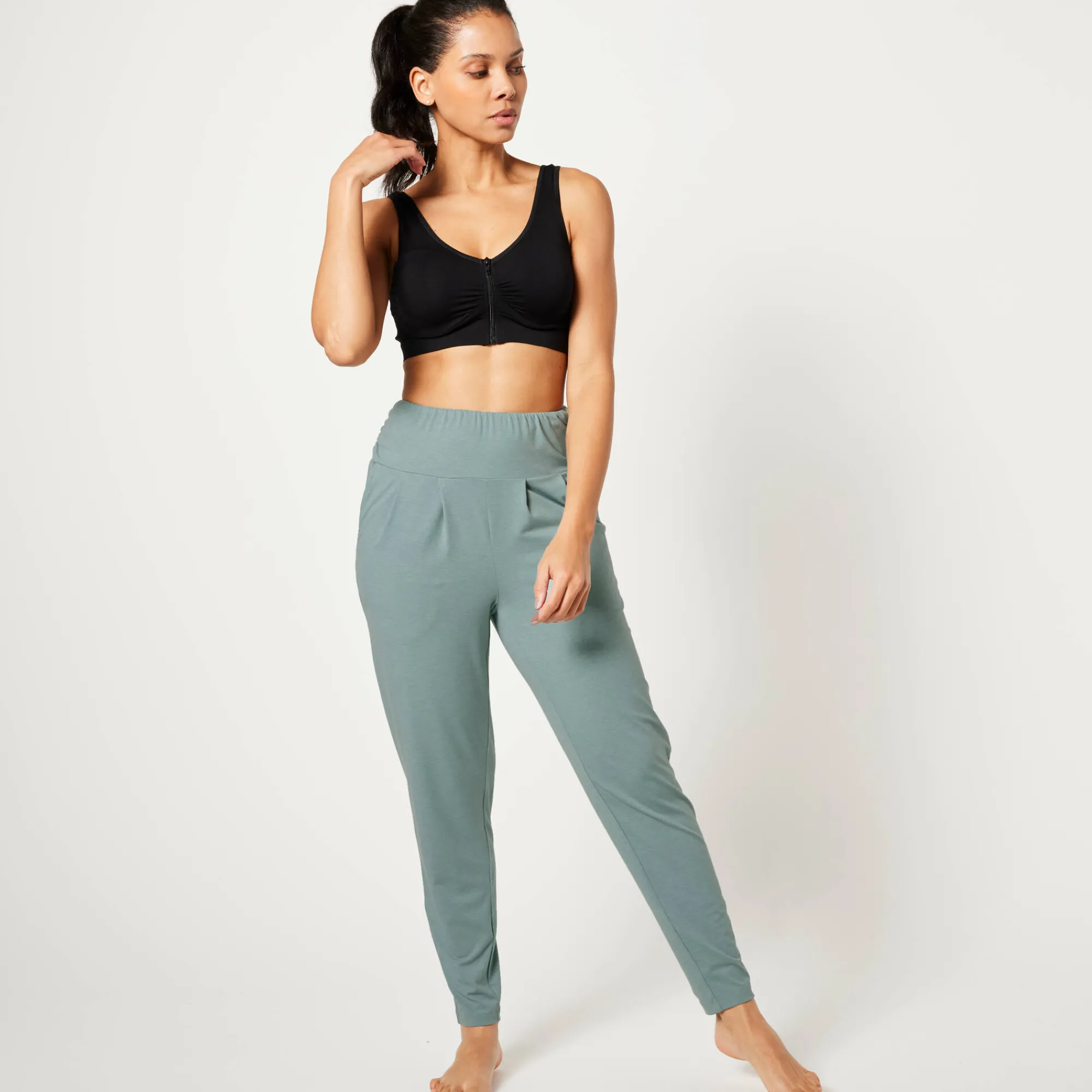 Broek<Blancheporte Yogabroek in tricot met comfortabel model watergroen