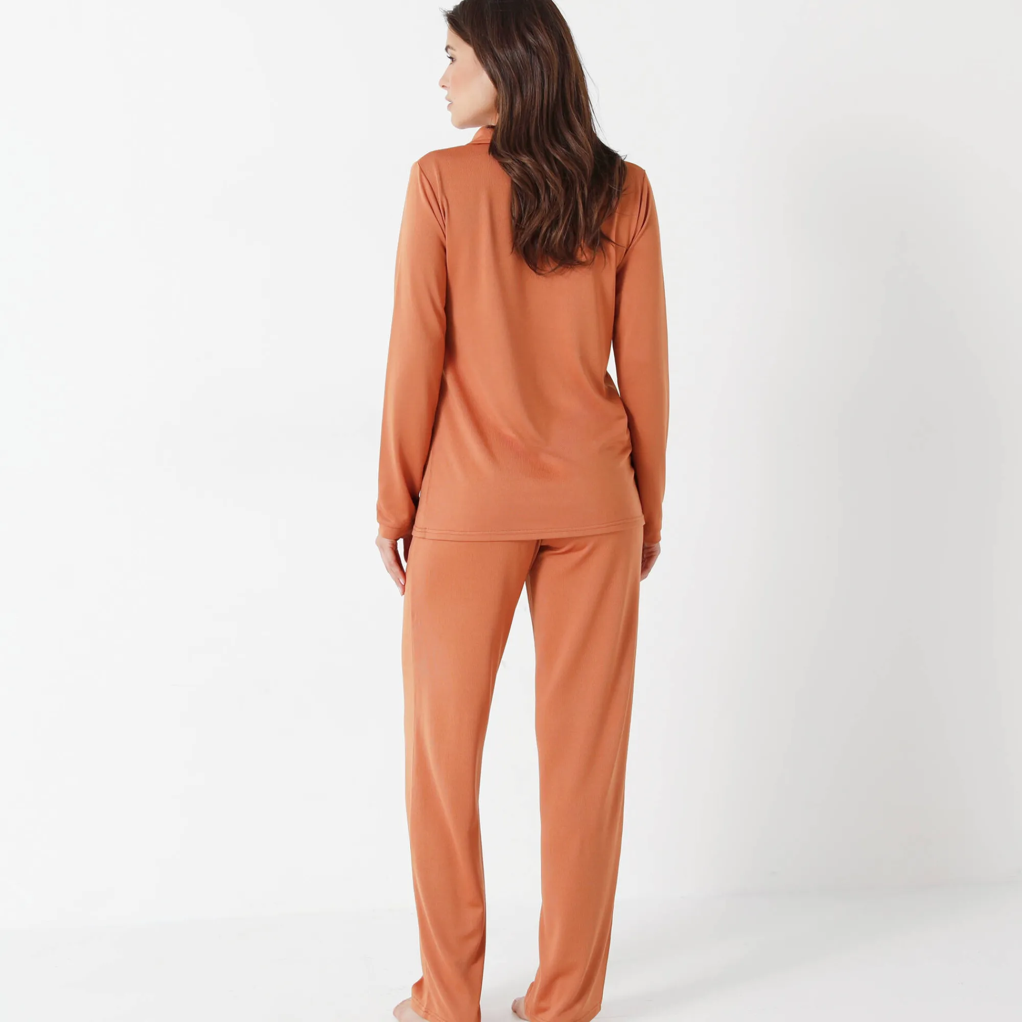 Pyjama<Blancheporte Zachte pyjama met polokraag karamel