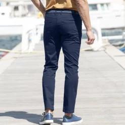 Broek<Blancheporte 5-zakkenbroek, elastisch opzij - binnenpijplengte 72 cm marine