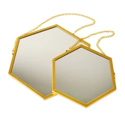 Feestdecoratie|Decoratieartikel<Blancheporte Zeshoekige spiegel - set van 2 goudkleurig