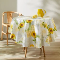 Tafelkleed<Blancheporte Zonnebloemprint tafelkleed grijs / geel