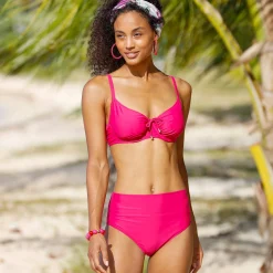 Badmode|Badmode<Blancheporte Zwemslip met hoge taille en moduleerbare tailleband, Solaro framboos